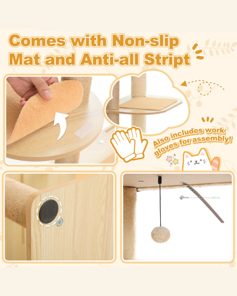 Wood Cat Tree Tower Scratching Post(135 cm)