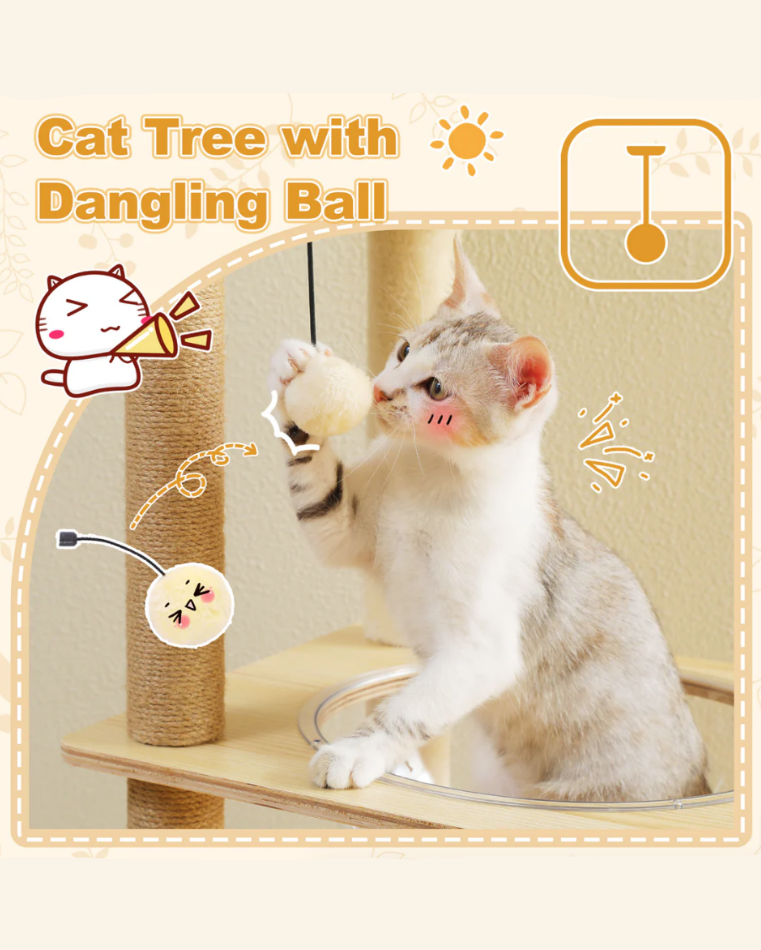 Wood Cat Tree Tower Scratching Post(135 cm)