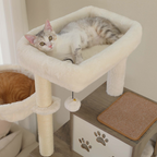 190cm Large Wooden Cat Tree with Food Station