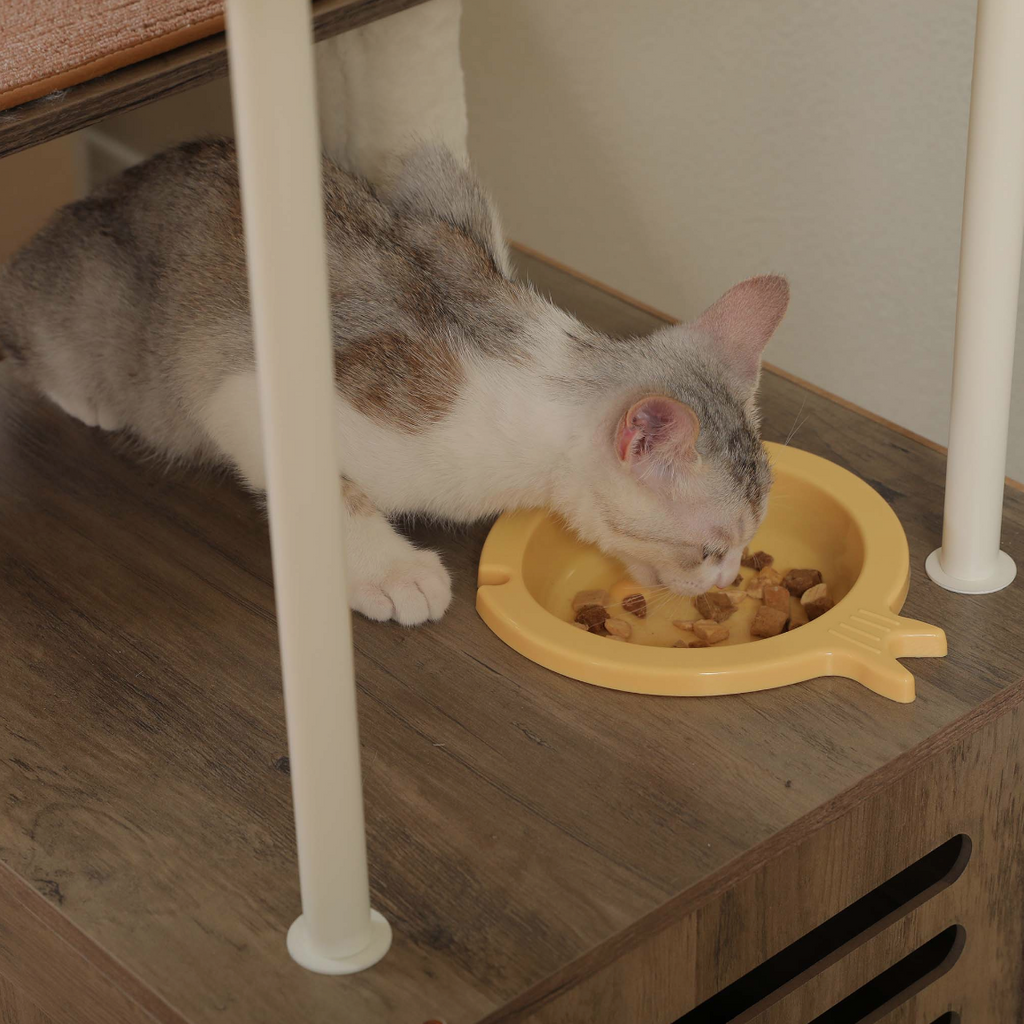 190cm Large Wooden Cat Tree with Food Station