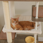 190cm Large Wooden Cat Tree with Food Station