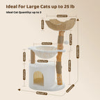Modern Wooden Cat Tree with Woven Basket & Condo