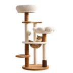 EcoPawPaw 128cm Flower Cat Tree with Transparent Hammock & Sisal Scratching Posts