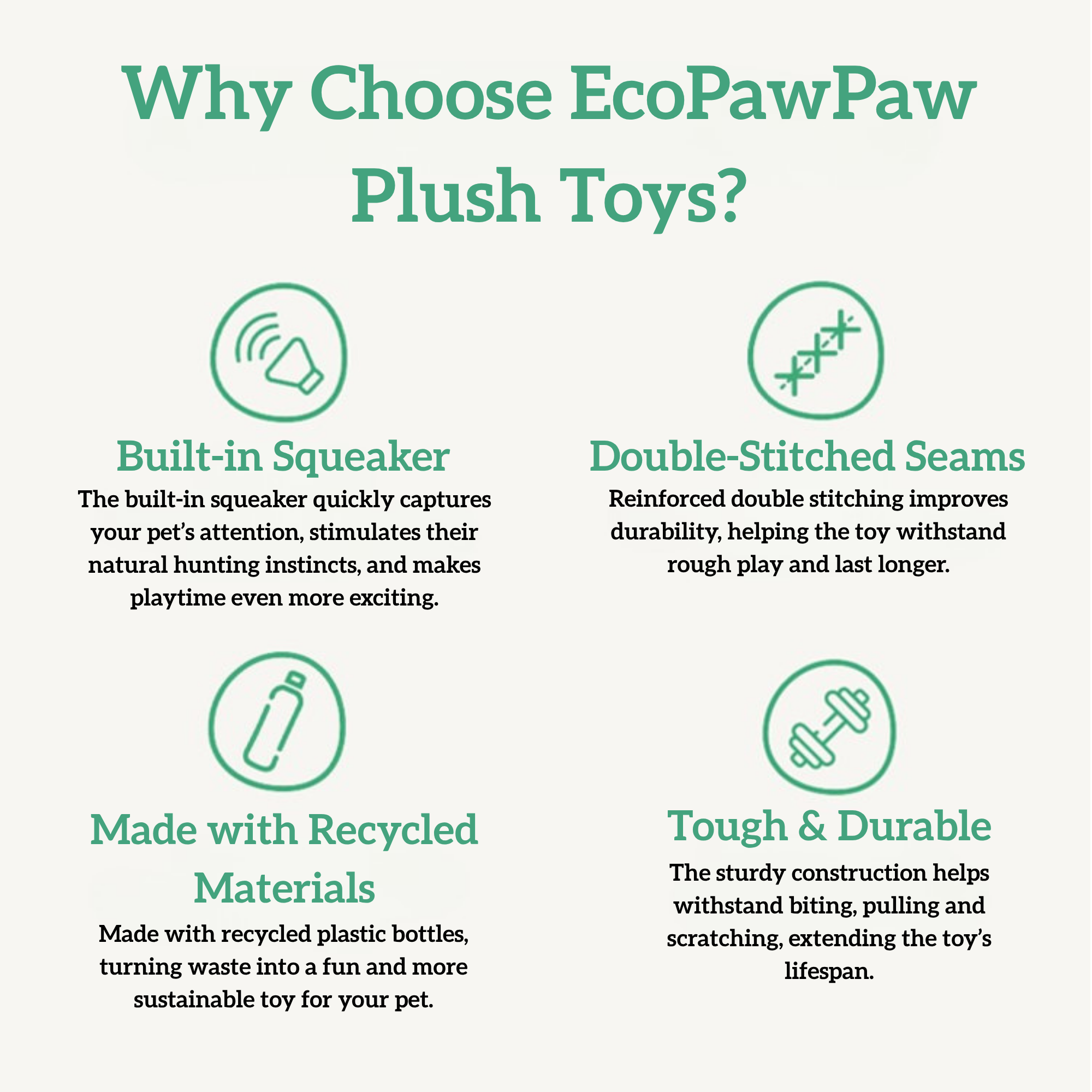 EcoPawPaw Recycled Stuffing-Free Squeaky Dog Toy – Vegetable Collection