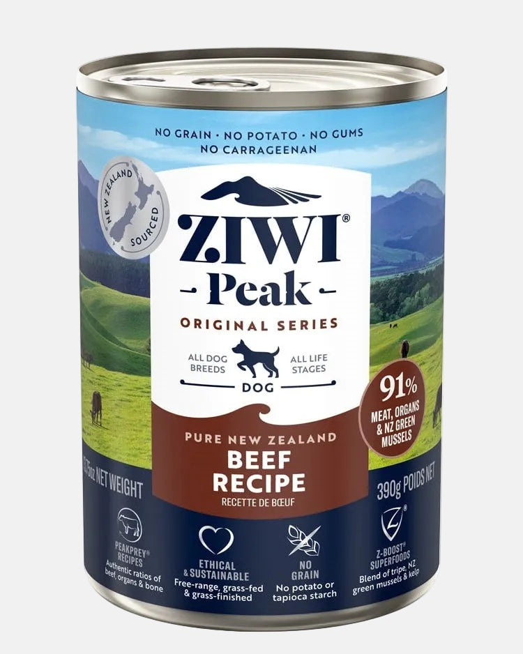 ZIWI Peak beef recipe wet dog food, 390 g can