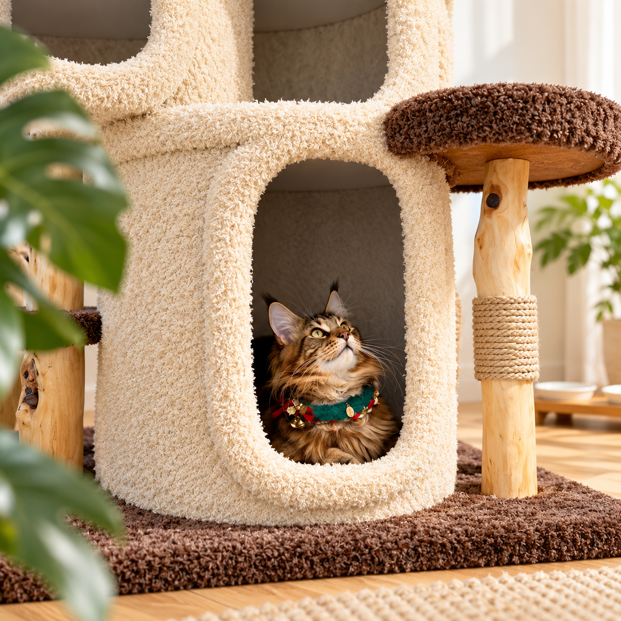 EcoPawPaw Treehouse MAX – XXL Natural Wood Cat Tree 177 cm