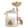 EcoPawPaw Natural Wood Cat Tree with Deep Wicker Basket