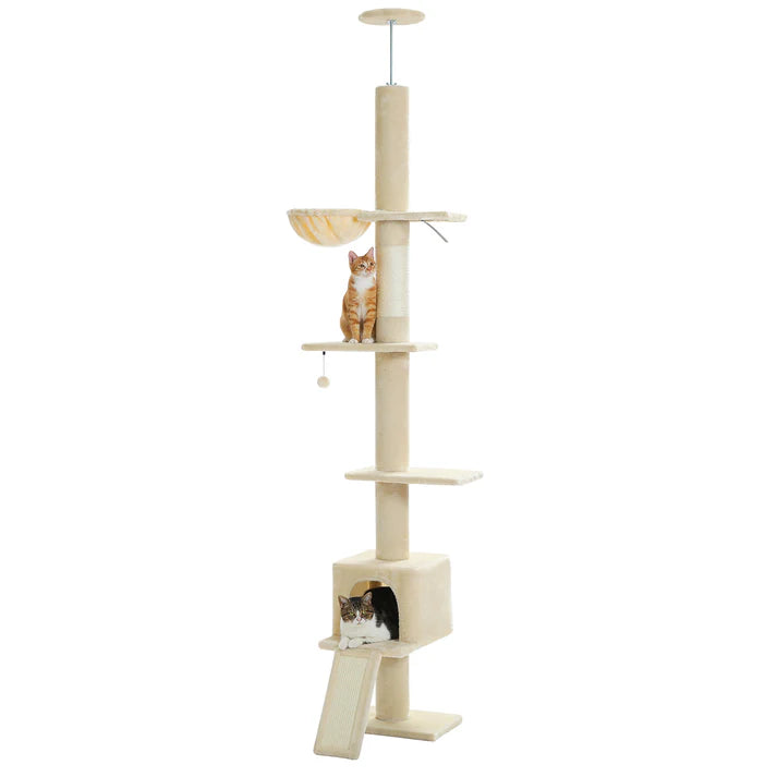 Floor to Ceiling Cat Tree with Condo & Hammock