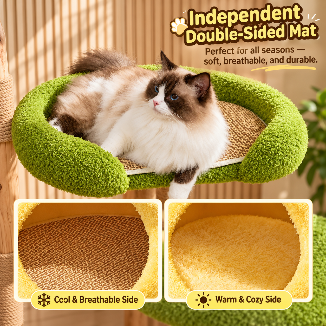 EcoPawPaw Natural Wood Cat Tree – A Little Fruit Paradise for Your Cat!