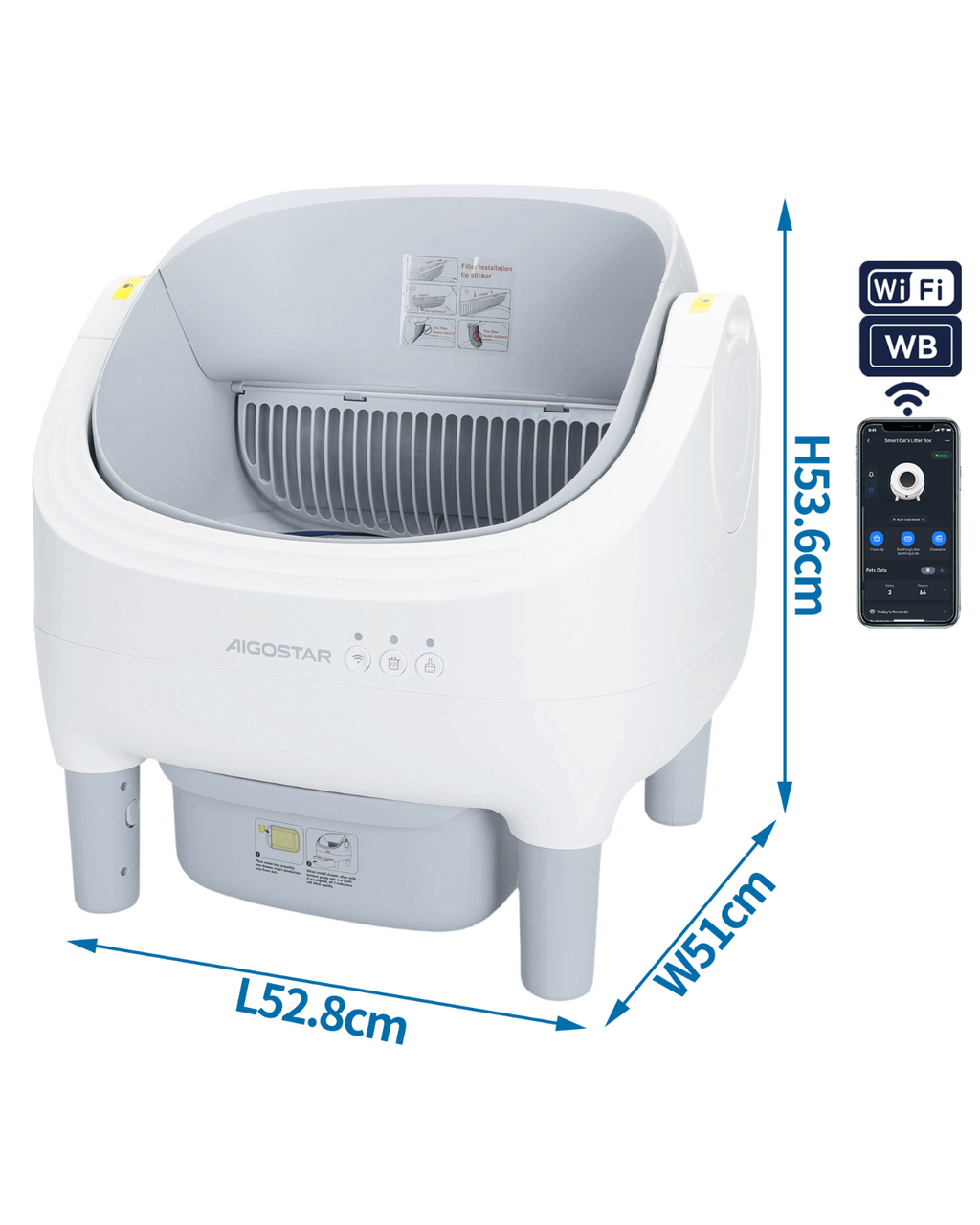 Open Smart Cat Litter Box with App Control