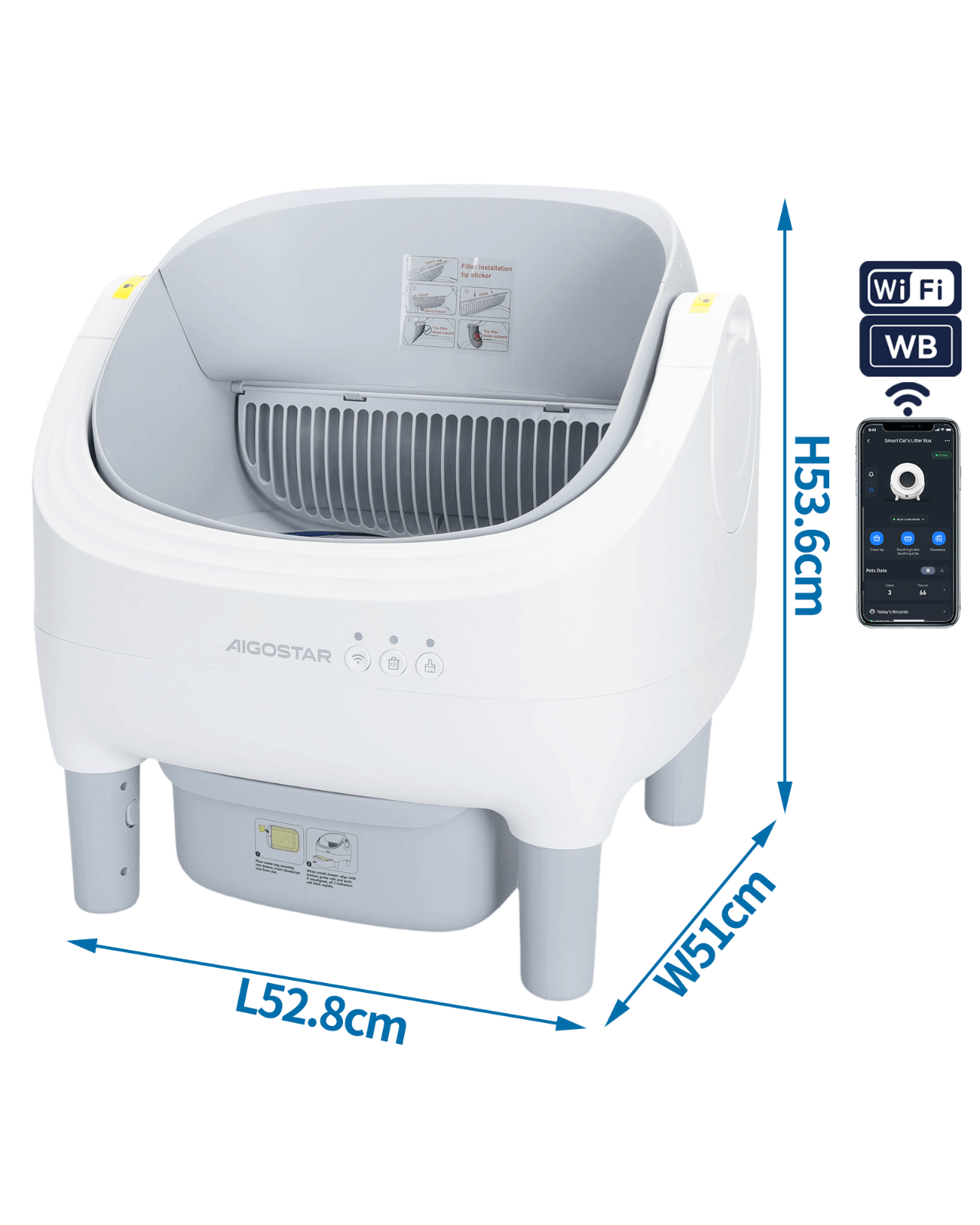 Open Smart Cat Litter Box with App Control