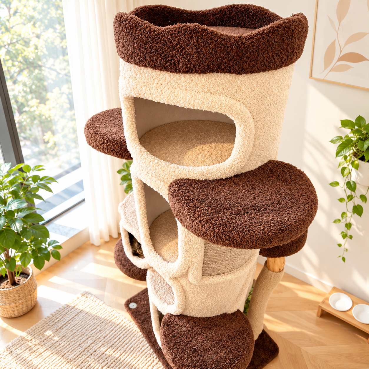 EcoPawPaw Treehouse MAX – XXL Natural Wood Cat Tree 177 cm