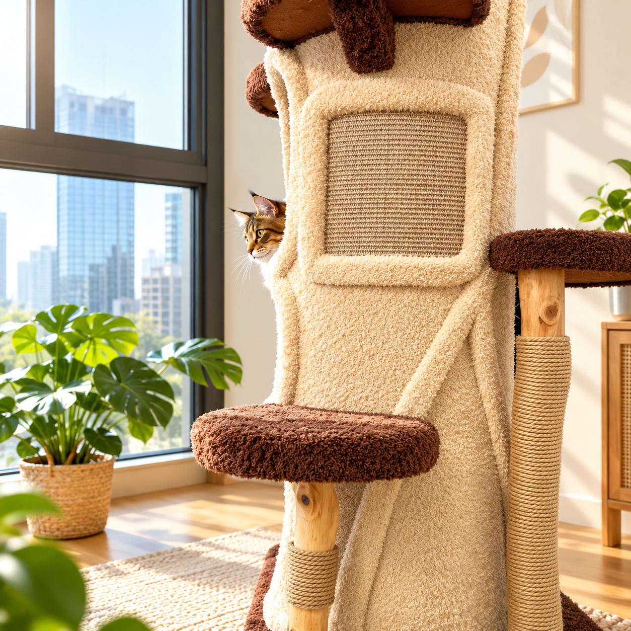EcoPawPaw Treehouse MAX – XXL Natural Wood Cat Tree 177 cm