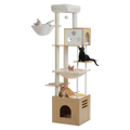 190cm Large Wooden Cat Tree with Food Station