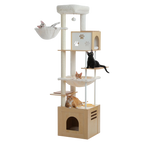 190cm Large Wooden Cat Tree with Food Station