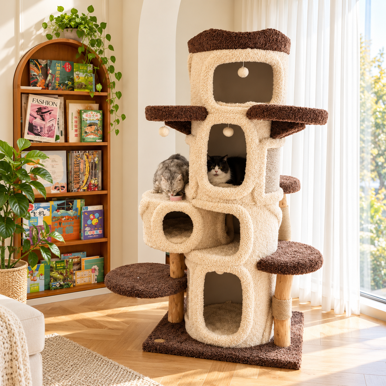 EcoPawPaw Treehouse MAX – XXL Natural Wood Cat Tree 177 cm