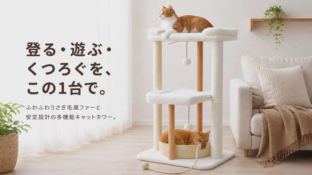 EcoPawPaw 88cm Premium Beech Wood Cat Tree – Large Top Bed, Removable Cat Basket & Sisal Scratching Post